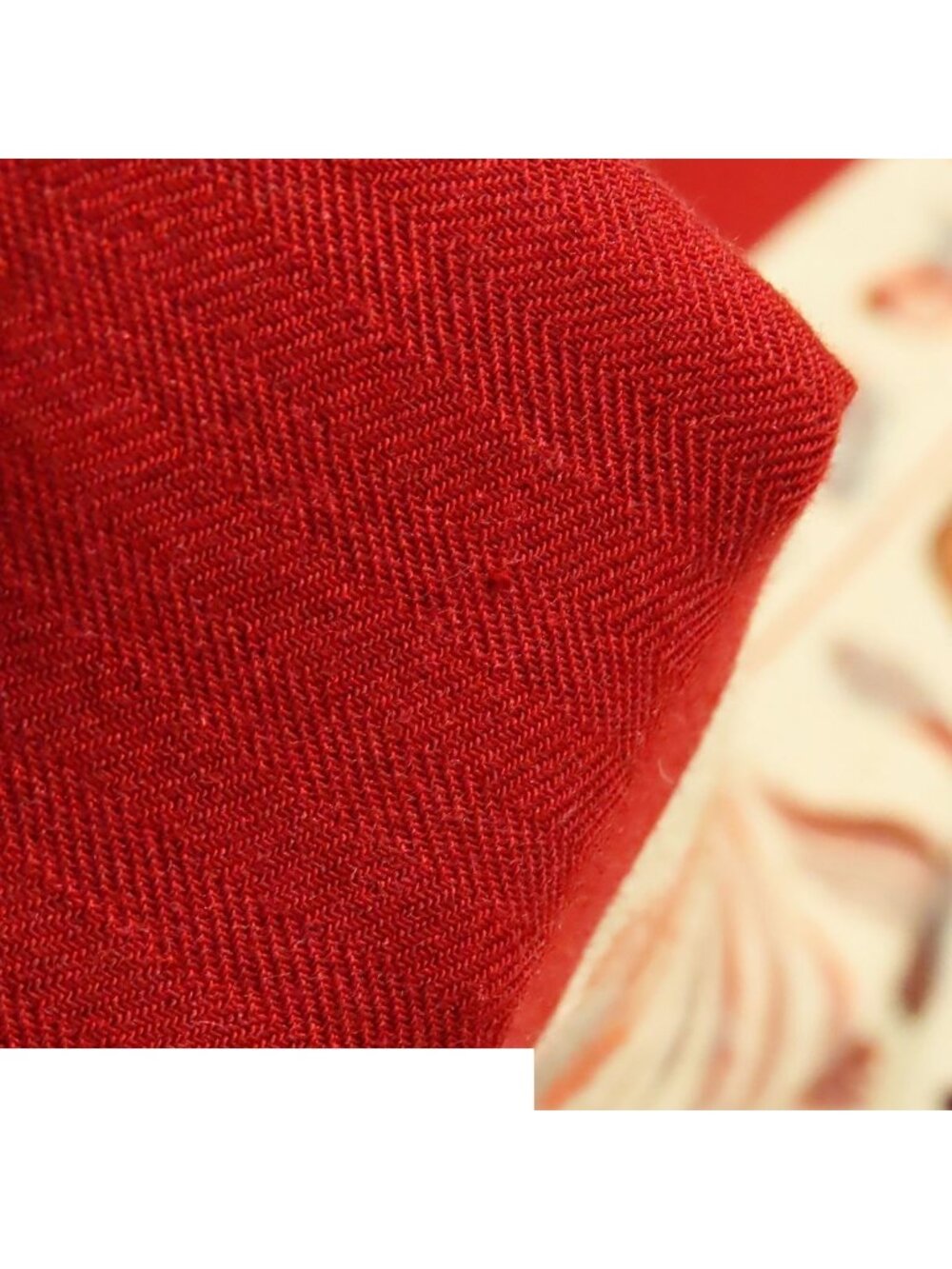 Hermes Carre Jean 140 Beige Red Cashmere Silk Plumes Shawl Scarf - Picture 4 of 9